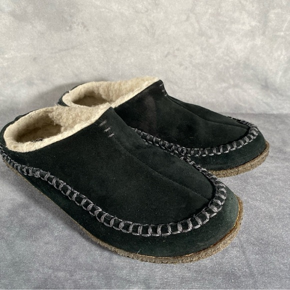 Sorel Falcon Ridge Suede Slippers Black Slip-on Shoes Men’s 7 Women’s 8.5 - Picture 1 of 7